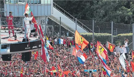  ?? FOTO: GETTY ?? Lewis Hamilton se impuso por cuarta vez en Monza, igualando así a Nelson Piquet, y se queda a tan solo un triunfo de Schumacher en el mítico trazado italiano, en casa de Ferrari