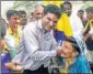  ?? ?? AAP’s Isudan Gadhvi during a poll rally in Khambhalia.