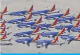  ??  ?? In this file photo taken on March 28, 2019, Southwest Airlines Boeing 737 MAX aircraft are parked on the tarmac after being grounded at the Southern California Logistics Airport in Victorvill­e, California. — AFP