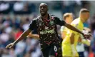  ?? Photograph: Ian Stephen/ProSports/Shut- ?? Yoane Wissa of Brentford celebrates scoring their third goal against Tottenham.