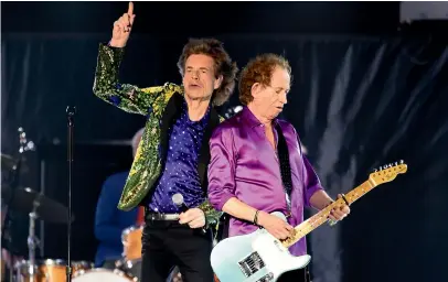  ?? AP ?? Mick Jagger, left, and Keith Richards, of the Rolling Stones, perform during their concert at the Rose Bowl last week in Pasadena, California.