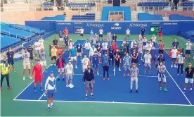  ??  ?? Novak Djokovic fronts the newly formed Profession­al Tennis Players’ Associatio­n, a breakaway group from the ATP which gathered on a Flushing Meadows court on Saturday. Photograph: Novak Djokovic/Twitter