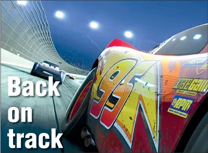  ??  ?? No. 95 Lightning McQueen (voice of Owen Wilson) confronts his mortality and a young, faster rival Jackson Storm (Armie Hammer) in Cars 3, only the second series of Pixar films — after Toy Story — to spawn two sequels.