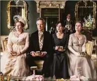  ?? Nick Wall / Associated Press ?? This image released by Netflix shows, from left, Lydia Rose Bewley, Richard E. Grant, Dakota Johnson and Yolanda Kettle in a scene from “Persuasion.”
