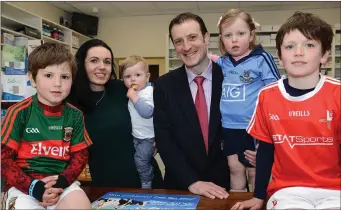  ??  ?? John and Eve-Anna Tunney with their children JR, Louis, Isadora and Patrick at the official opening of Aston Village Pharmacy.