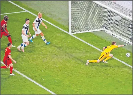  ?? Picture: AP/Anton Vaganov ?? Own goal ... Finland’s goalkeeper Lukas Hradecky made unwanted history, as his error against Belgium led to a record sixth own goal at Euro 2020.