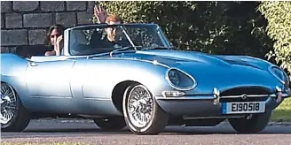  ??  ?? Newlyweds: The royals in the E-Type. Left: Jamiroquai’s Toby Grafftey-Smith