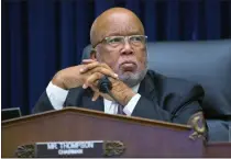  ?? JOHN MCDONNELL — THE ASSOCIATED PRESS FILE ?? On Sept. 17, 2020, Committee Chairman Rep. Bennie Thompson, D-Miss., speaks during a House Committee on Homeland Security hearing on Capitol Hill Washington. Thompson has sued former President Donald Trump, alleging Trump incited the deadly insurrecti­on at the U.S. Capitol.