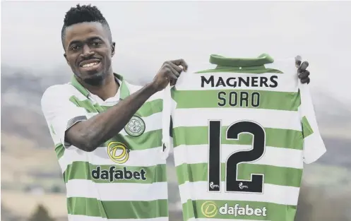  ??  ?? 0 New Celtic signing Ismaila Soro, who previously played in Moldova, Belarus and Israel, is targeting the league title with his new club.