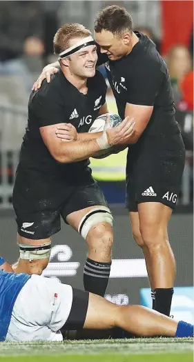  ?? PICTURE: Getty Images ?? Too easy: Sam Cane is congratula­ted on his try by Israel Dagg