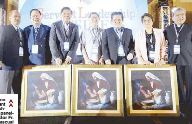  ??  ?? (From left) Serviam CCC Foundation Inc. president Tom Carrasco and trustee and organizing team chairman Ding Sanchez, Servant Leadership in Business panelist lawyer Cirilo Noel, Manila Archbishop Luis Antonio Cardinal Tagle, Servant Leadership in...