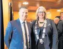  ?? ?? Central Hawke’s Bay District Council’s new CEO Doug Tate, with Mayor Alex Walker, at the mihi whakatau to welcome Doug into his new role.