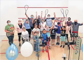  ?? ?? Fun day Young and old enjoyed World Squash Day at Bridge of Allan Sports Club