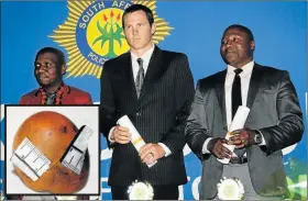  ?? Picture: SUPPLIED ?? TOP SALUTE: Johan Theron, 28, centre, from the Graaff-Reinet police cluster, received a second prize in the Crime Scene Expert (LCRC) of The Year category after lifting fingerprin­ts from an egg shell, inset, which led to the conviction of a suspect