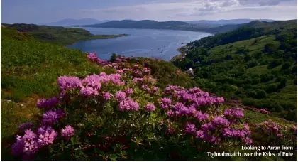  ??  ?? Looking to Arran from Tighnabrua­ich over the Kyles of Bute