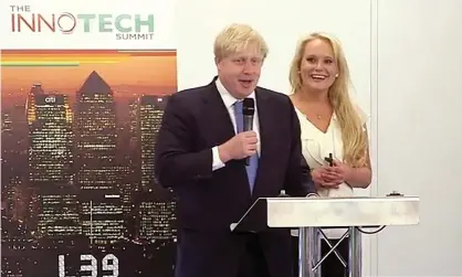  ?? Photograph: Innotech Network/YouTube ?? Boris Johnson is alleged to have failed to declare close personal links with Jennifer Arcuri when he was mayor of London.