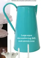  ??  ?? Large aqua decorative jug, $45. redcurrent.co.nz