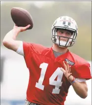  ?? Julio Cortez / Associated Press ?? Sam Darnold works out during NFL rookie camp on Friday.