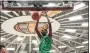  ?? John Jones / Icon Sportswire via Getty Images ?? The Patrick School’s Samson Johnson dunks during a January game in Springfiel­d, Mass. Johnson made a similar play over the weekend, taking a pass from future UConn teammate Rahsool Diggins.