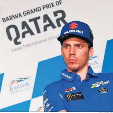  ?? DORNA SPORTS / EFE ?? El actual campeón del mundo de MotoGP, Joan Mir, ayer en su rueda de prensa en el circuito de Qatar.