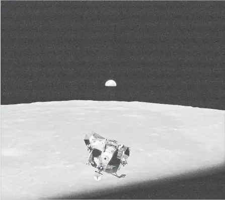  ?? NASA NYT ?? The Apollo 11 lunar lander Eagle, carrying Neil Armstrong and Buzz Aldrin after their walk on the moon, returns to the command module Columbia carrying Michael Collins for the journey back to Earth on July 21, 1969.