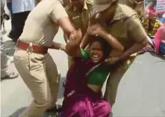  ?? REUTERS PIC ?? Police trying to remove a woman protester outside the Vedanta coppersmel­ting factory in Chennai on Tuesday.