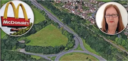  ?? ?? ● A drive-thru McDonald’s and service station look set for the go ahead at Rocksavage roundabout, despite fears raised by Cllr Margaret Ratcliffe, inset, the HSE and a petrochemi­cals company