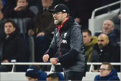  ?? (AFP) ?? In this January 11, 2020, picture, Liverpool manager Jurgen Klopp gestures from the touchline during the English Premier League match against Tottenham Hotspur in London, United Kingdom.