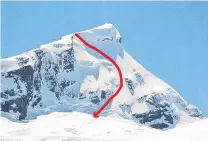  ?? IMAGE: SUPPLIED ?? The path of the skier’s fall down the west face of Mt Aspiring.