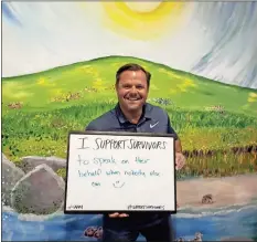  ?? Contribute­d, File ?? Harbor House Director Joe Costolnick participat­es in the Northwest Georgia Sexual Assault Center’s social media campaign “I support survivors.”