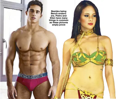  ??  ?? Besides being Bench endorsers, Pietro and Ellen have many things in common as these pictures amply prove