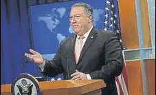  ?? AFP ?? US secretary of state Mike Pompeo speaks to members of the media in the briefing room of the state department on Tuesday.