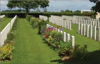  ?? ?? Private Hamilton is buried in St Manvieu War Cemetery Image Commonweal­th War Graves Commission