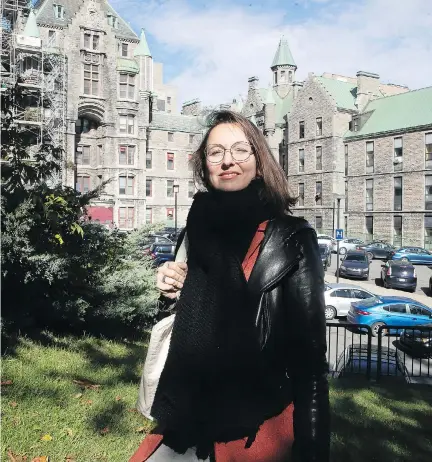  ?? PIERRE OBENDRAUF ?? Author Catherine Leroux, pictured at the old Royal Victoria Hospital, says that in writing Madame Victoria, she came to think of “how women were, and are, erased, in so many ways,”