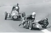  ?? ?? From more than 50 years ago, here’s Bryan Rust on a 650cc Triumph outfit, leading Jon Worthingto­n on a Triumph-powered SKITSV at Cadwell Park in May 1968.