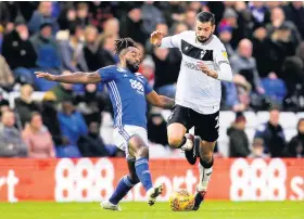  ??  ?? Bristol City’s Eros Pisano goes past Jacques Maghoma of Birmingham