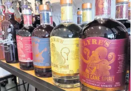  ?? AP PHOTOS ?? This March 4, 2021 photo shows alcohol-free spirits for sale at Spirited Away, New York’s first ‘booze-free bottle shop’.