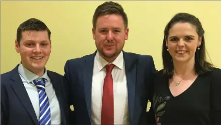  ??  ?? Termonfeck­in Macra Public Speaking team L-R Mark Mc Quillan, Nigel Corcoran and Sinead Mathews.