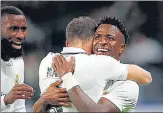  ?? REUTERS ?? Spectacula­r goals from Marco Asensio and Vinicius Junior (right) helped Real Madrid beat Valencia 2-0 on Thursday and reduce Barcelona’s La Liga lead to five points.