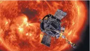  ?? SOURCE: NASA/JOHNS HOPKINS APL/STEVE GRIBBEN ?? This illustrati­on shows the Parker Solar Probe, which is set to embark Saturday on a mission to get closer to the sun than any human-made object ever has.