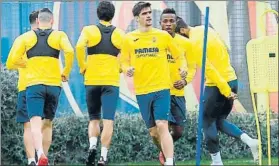  ?? FOTO: EFE ?? Gerard Moreno El hombre gol del Villarreal, en el entrenamie­nto de este miércoles