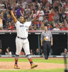  ?? Jason Miller / Getty Images ?? Toronto rookie Vladimir Guerrero Jr. won the night; though he lost in the final to Alonso, he hit 91 homers in the event.