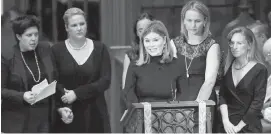  ??  ?? Jenna Bush Hager, with other Bush granddaugh­ters, speaks during a funeral service for her grandmothe­r, former U.S. first lady Barbara Bush, at St. Martin’s Episcopal Church, on Saturday in Houston.