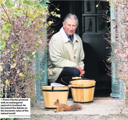  ?? Sue Crawford/Clarence House ?? Prince Charles pictured with an endangered squirrel in Scotland. He has joined the debate on the economic value of the natural world