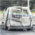  ??  ?? The burnt out getaway van was found nearby