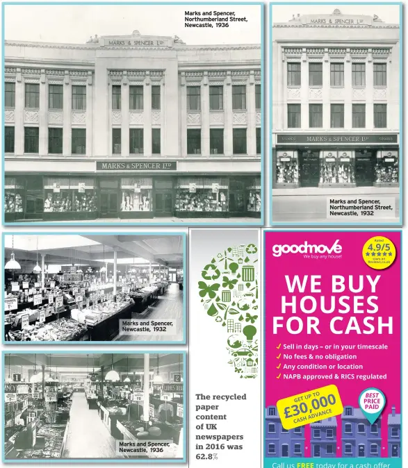  ??  ?? And by 1996, the store became the second largest M&S store in the country after Marble Arch, following the completion of a major redevelopm­ent programme, Marks and Spencer, Newcastle, 1932 Marks and Spencer, Newcastle, 1936 Marks and Spencer,...