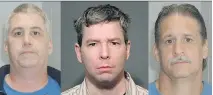  ?? MONTREAL POLICE ?? Left to right, Timothy Simpson, Leslie Greenwood, and Robert William Simpson. Greenwood, 45, is alleged to have been the getaway driver when Robert Simpson shot and killed Kirk (Cowboy) Murray and Antonio Onesi on Jan. 24, 2010 in the parking lot of a...