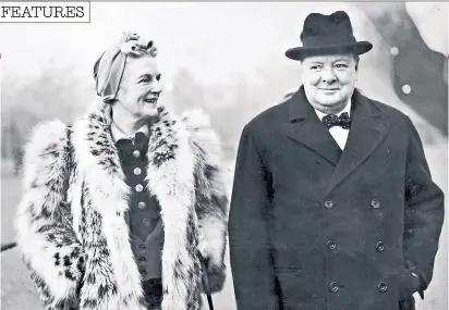 ??  ?? Ultimate coalition: Clementine and Winston Churchill, left, were a formidable team in politics. The premier’s wife is played by Kristin Scott-thomas in Darkest Hour, below, and Harriet Walter in The Crown, right