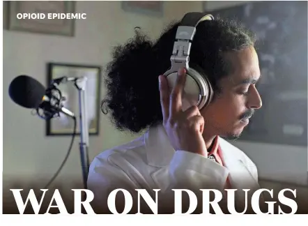  ?? COURTNEY HERGESHEIM­ER/ COLUMBUS DISPATCH ?? Torki Barayan is a fourth-year pharmacy student at Ohio State University, who has always been passionate about fighting the opioid epidemic as a future pharmacist. But that mission became even clearer when he lost his younger brother to a laced heroin overdose. He recently released a rap song titled “War on Drugs.”