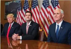  ?? Al Drago / New York TImes ?? President-elect Donald Trump meets with House Speaker Paul Ryan and Vice President-elect Mike Pence.